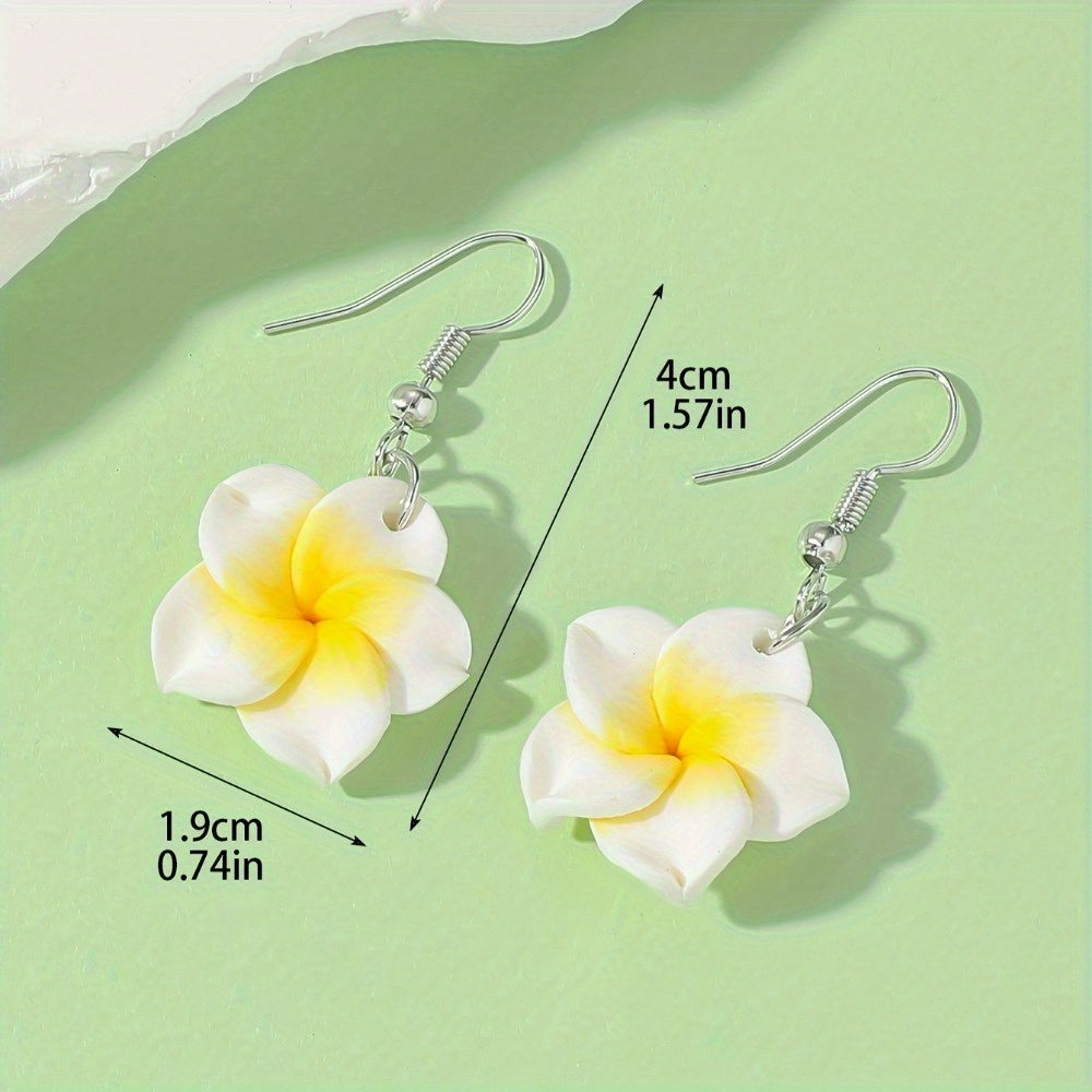 Polymer Clay 1Pair Flower Egg Flower Pendant Earrings