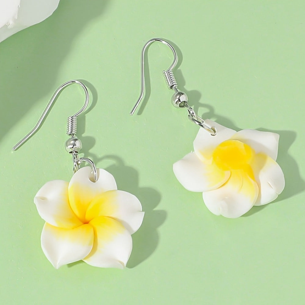 Polymer Clay 1Pair Flower Egg Flower Pendant Earrings