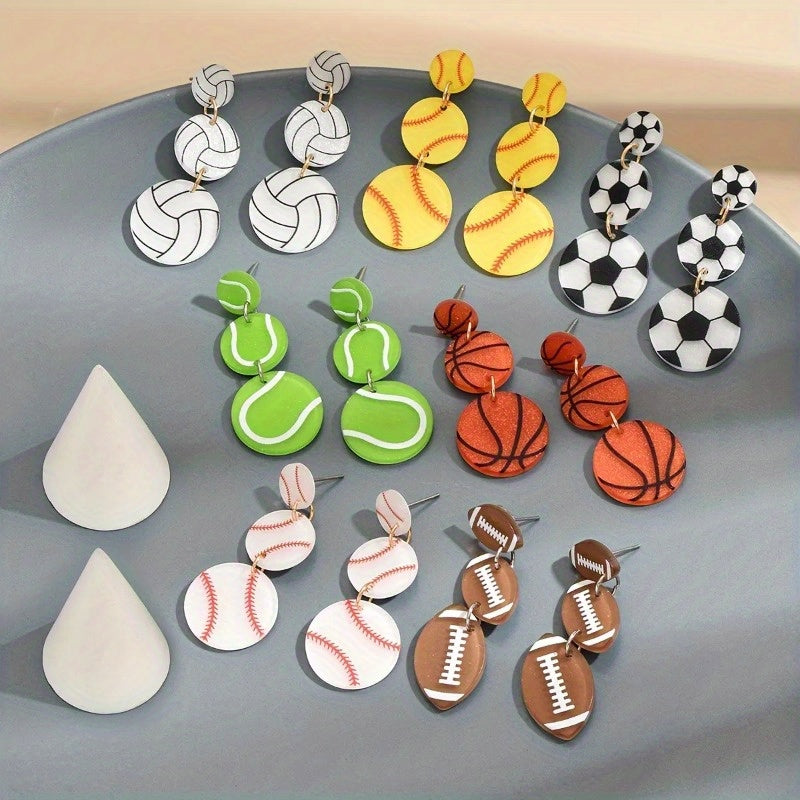 Handmade Polymer Clay Sports Ball Earrings