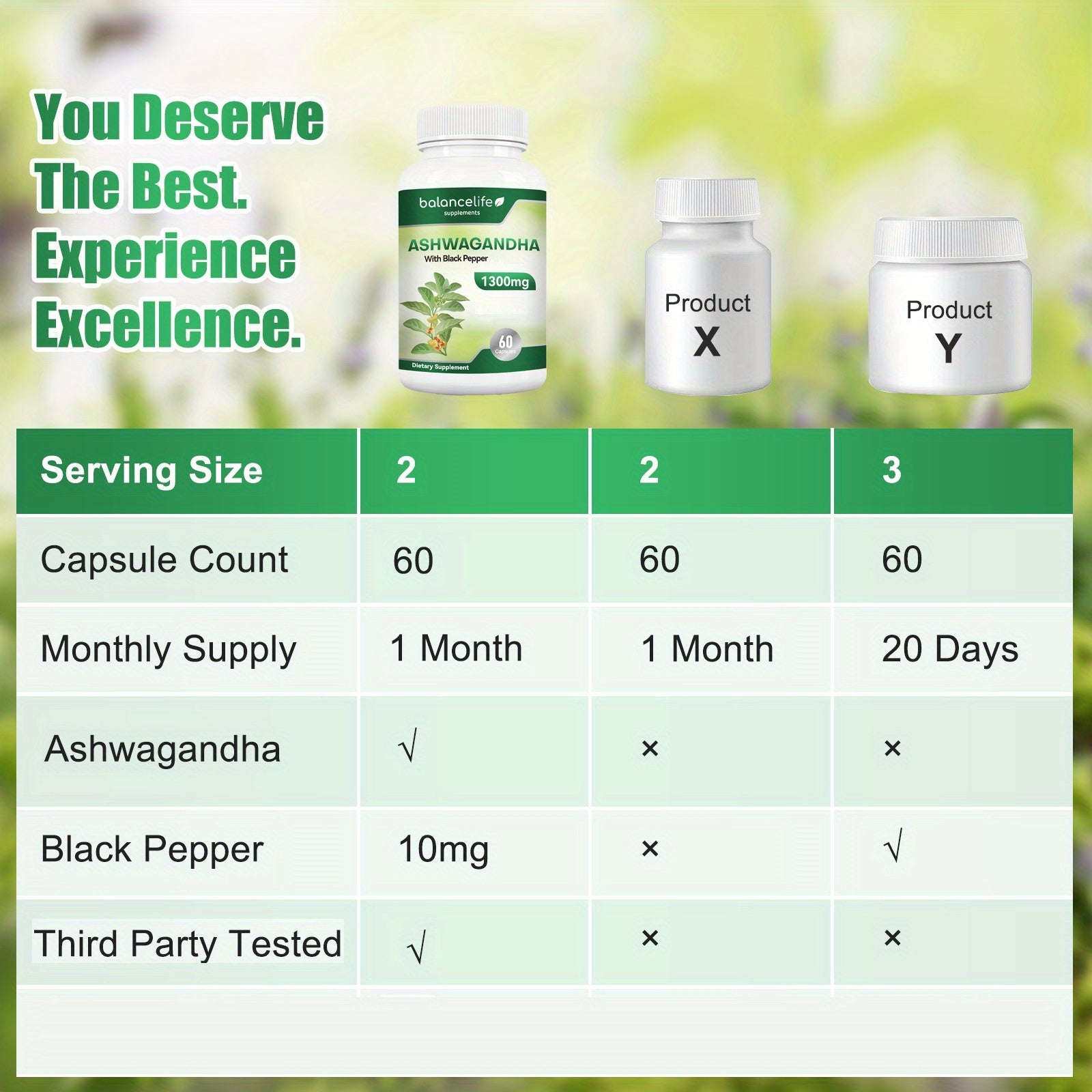 Ashwagandha 1300mg with Black Pepper for Stress Mood and Sleep