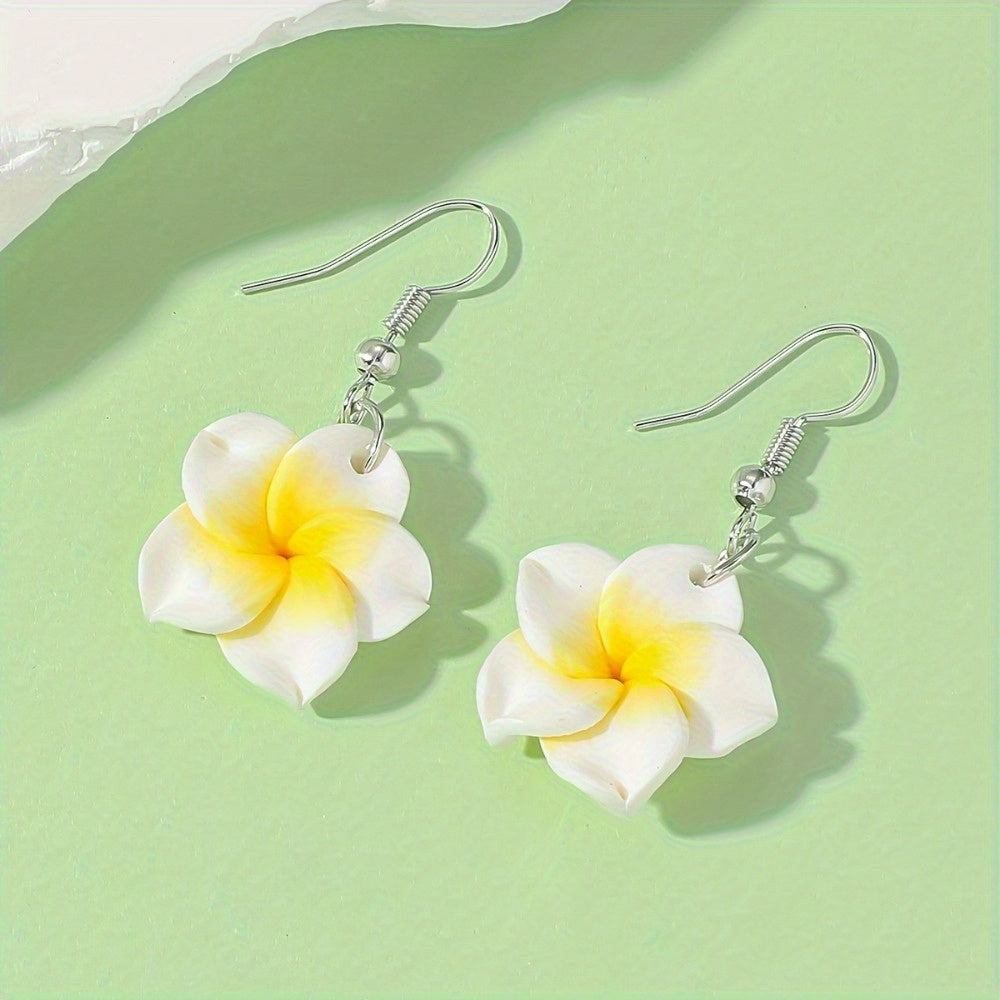 Polymer Clay 1Pair Flower Egg Flower Pendant Earrings