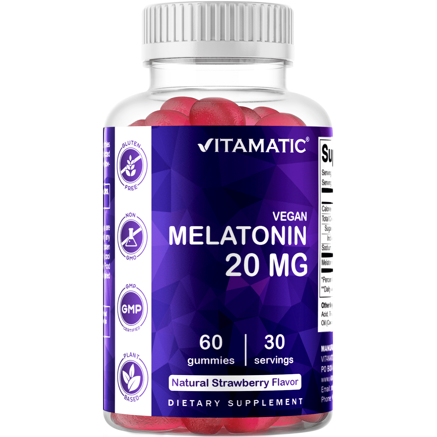 Melatonin 20mg Sleep Gummies by Vitamatic – 60 Count