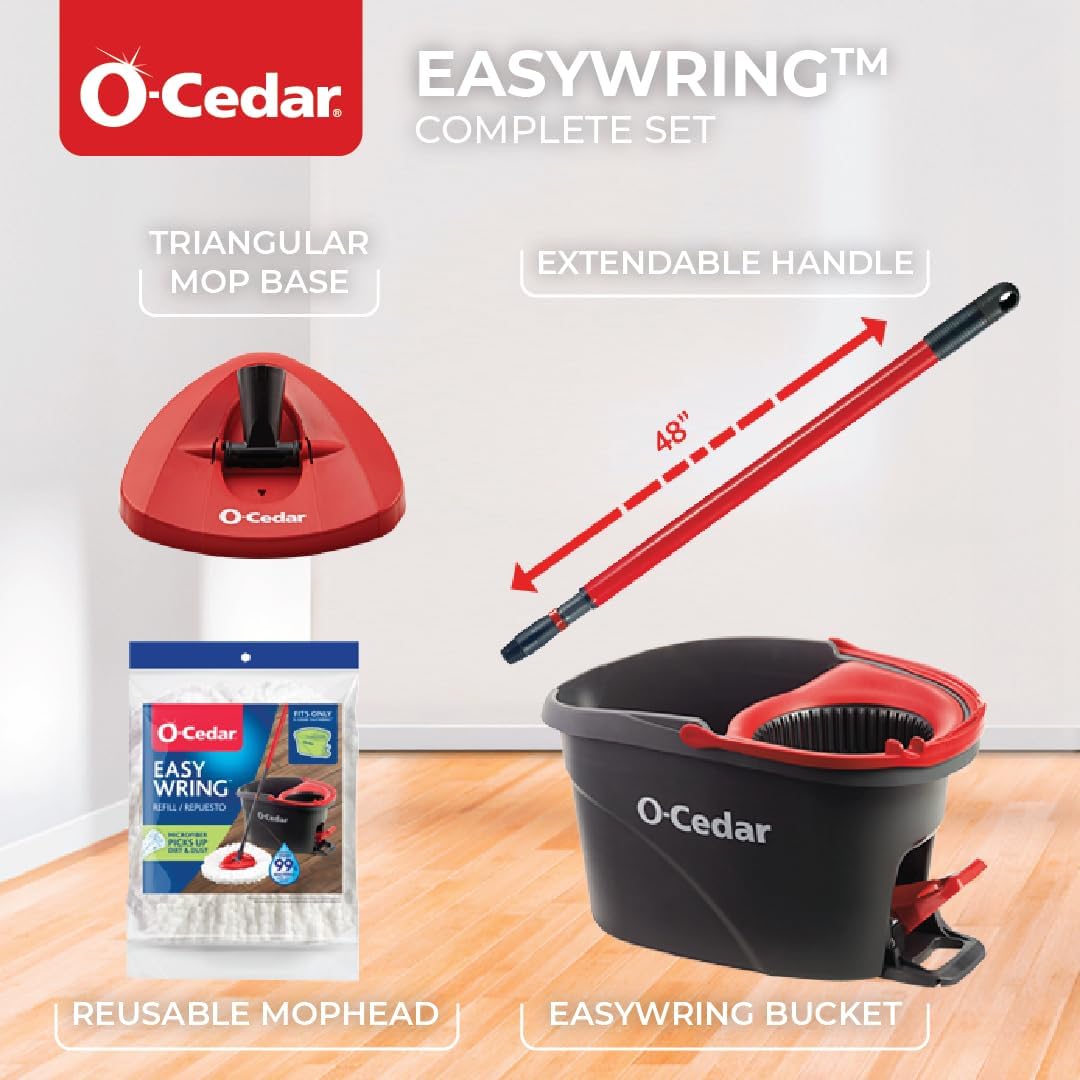 O-Cedar EasyWring Microfiber Spin Mop, Bucket Floor Cleaning System