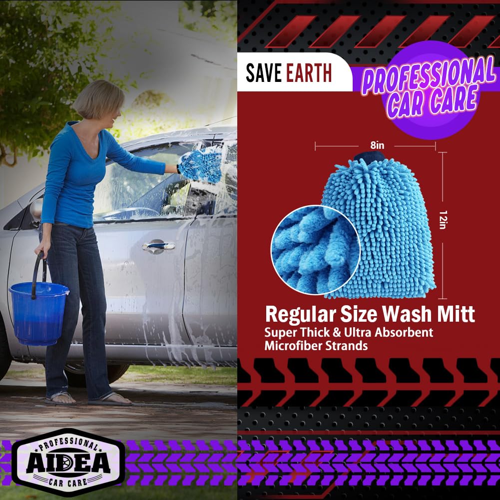 AIDEA  Premium Chenille Microfiber Mitt Car Wash Brush