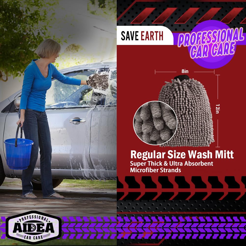 AIDEA  Premium Chenille Microfiber Mitt Car Wash Brush