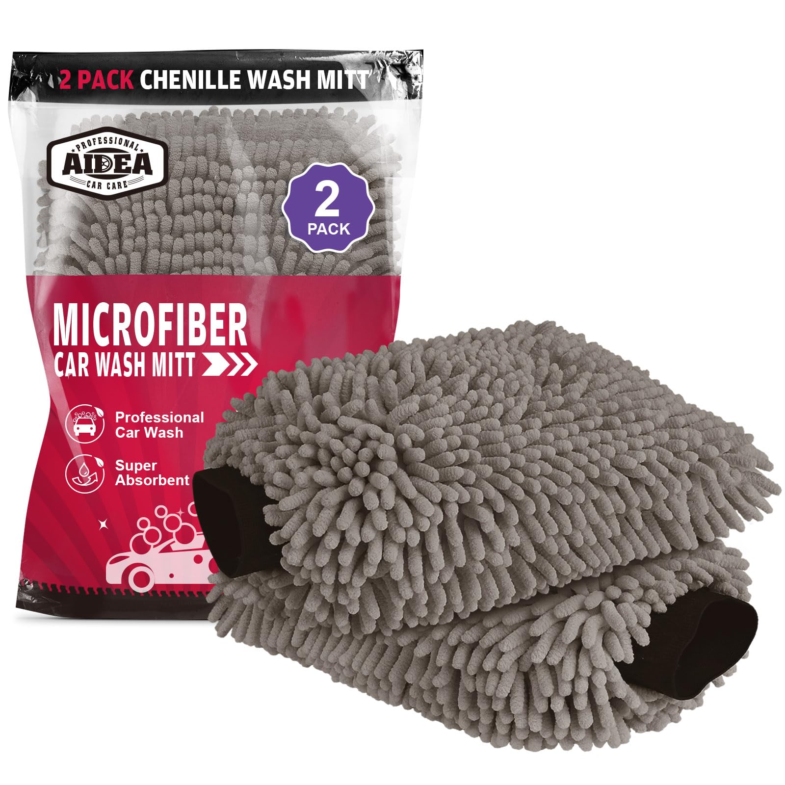 AIDEA  Premium Chenille Microfiber Mitt Car Wash Brush