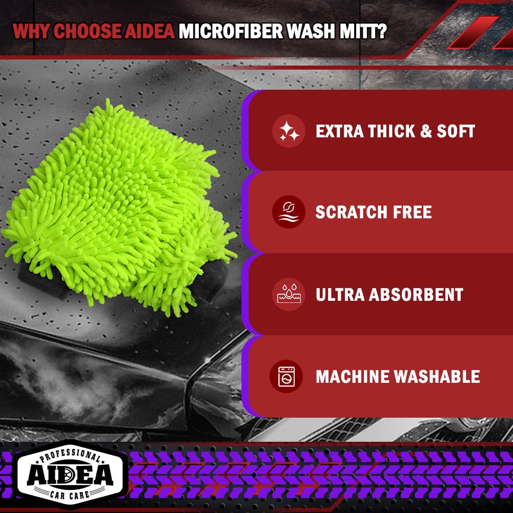 AIDEA  Premium Chenille Microfiber Mitt Car Wash Brush
