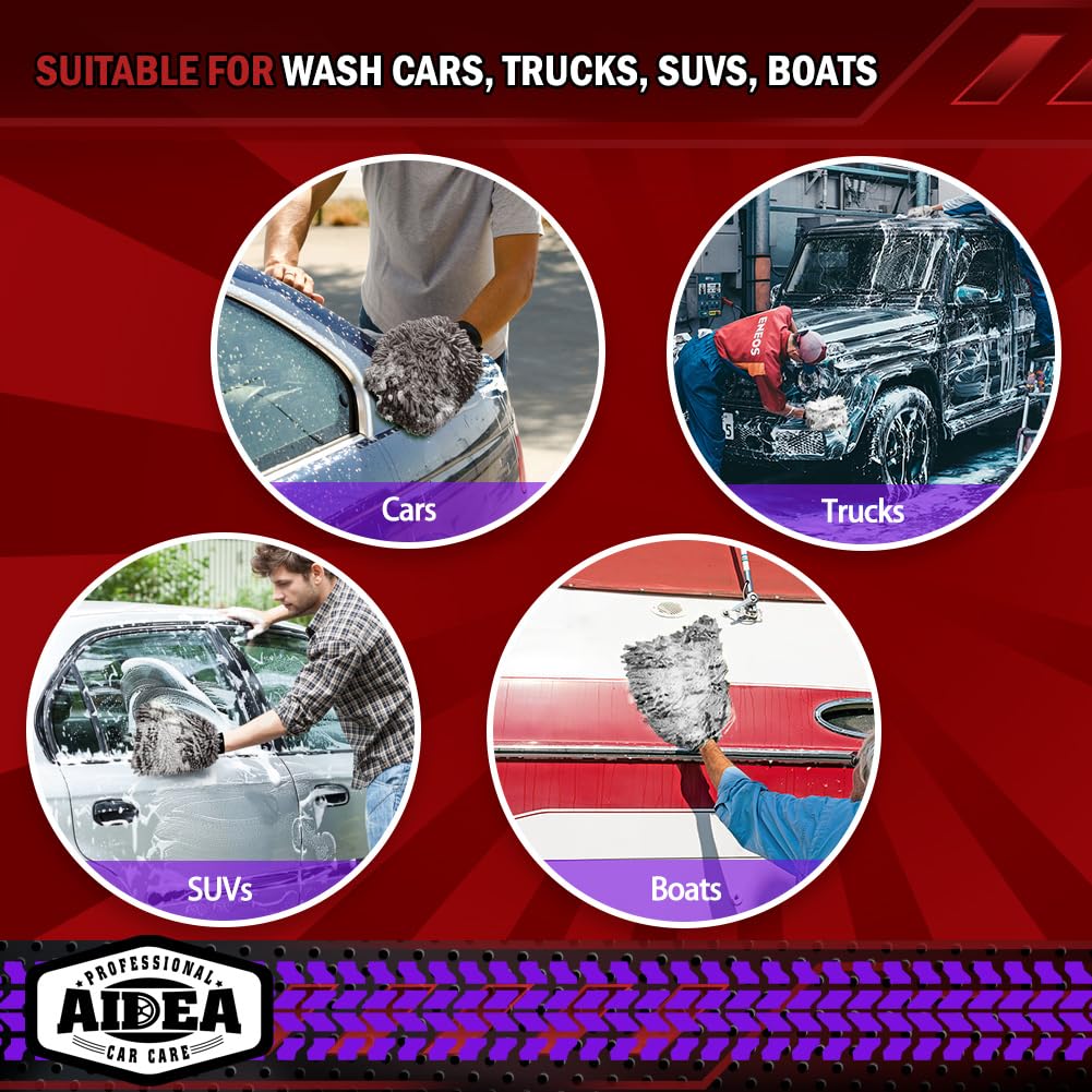 AIDEA  Premium Chenille Microfiber Mitt Car Wash Brush