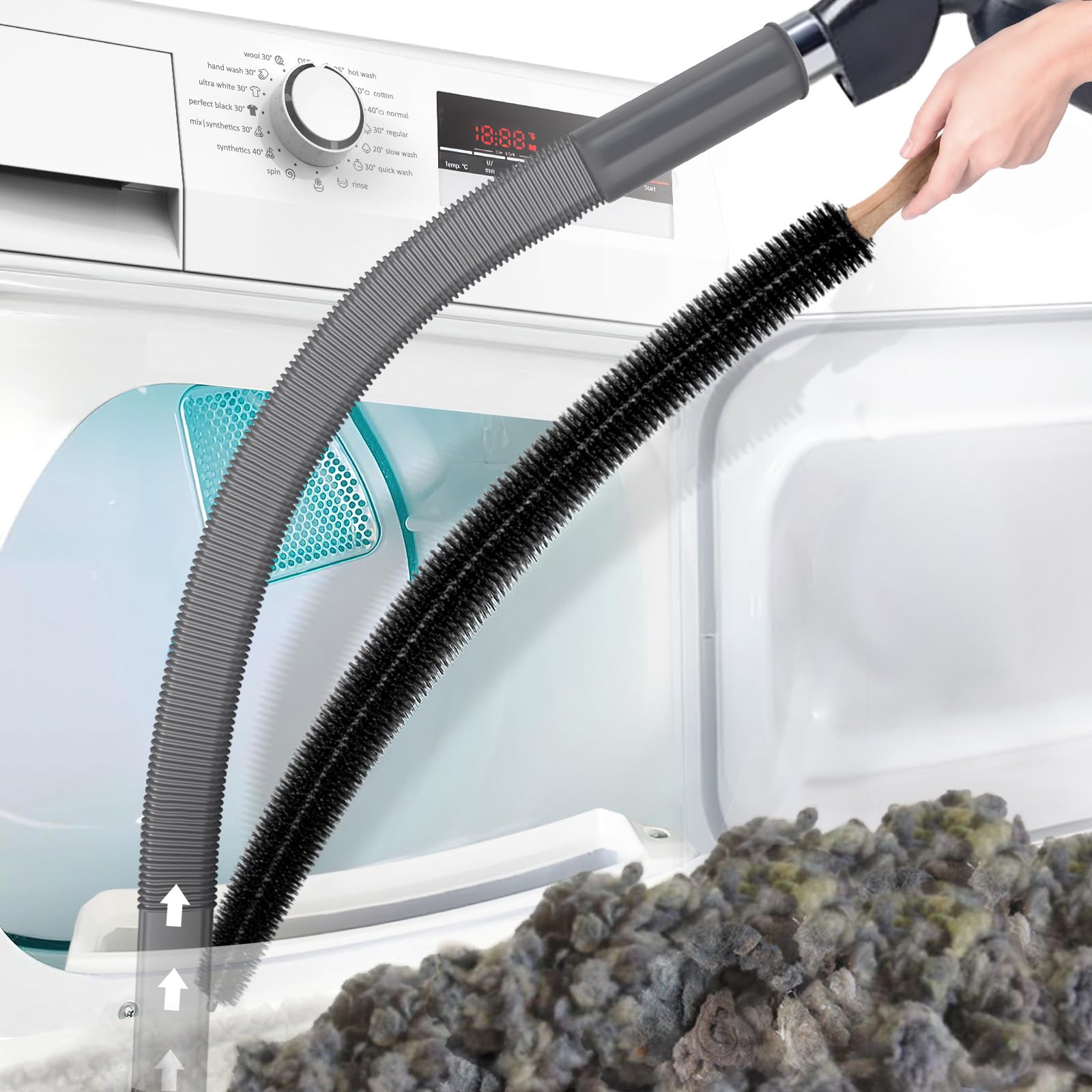 PetOde 2 Pieces Dryer Vent Cleaner Kit Compatible with Most Vacuum Cleaner