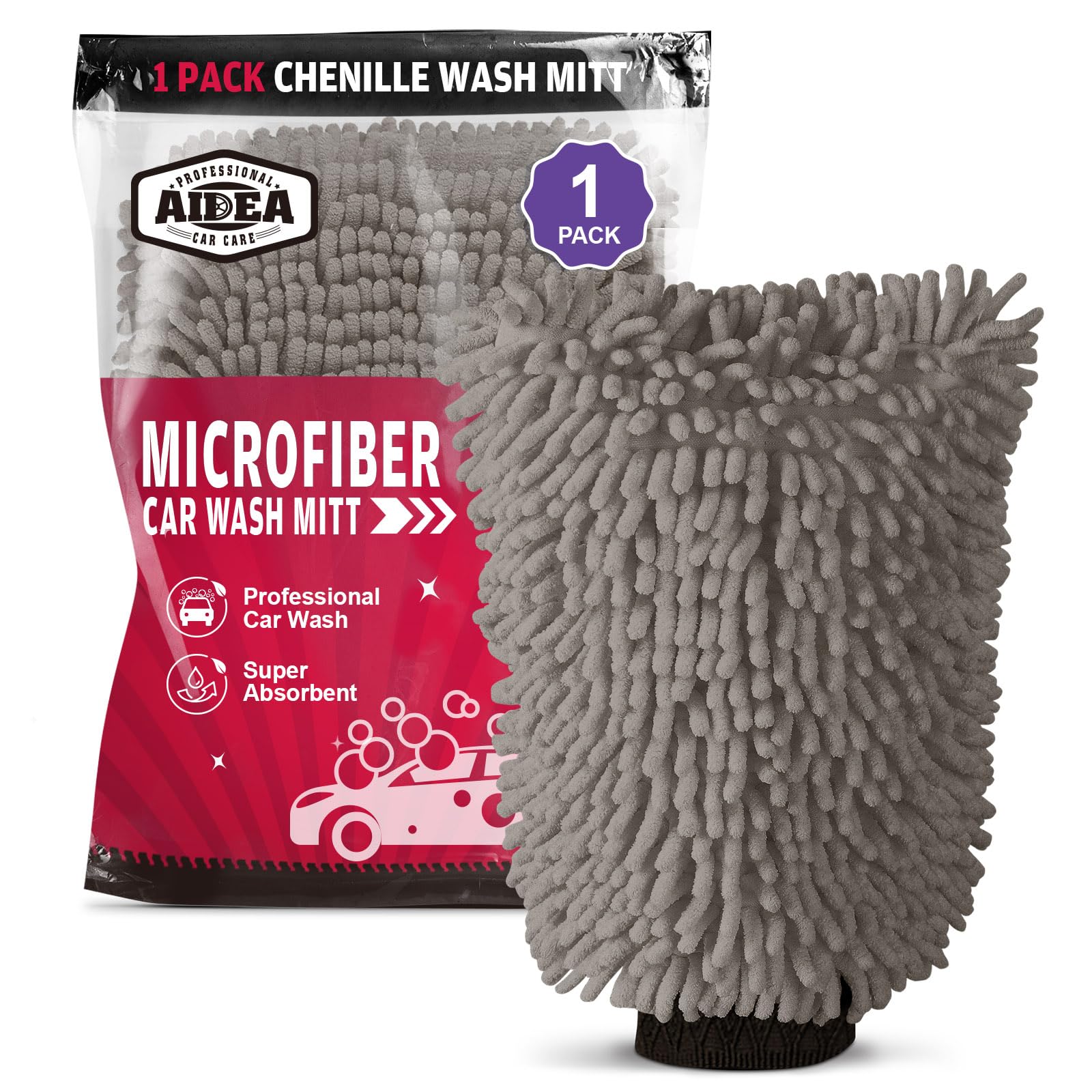 AIDEA  Premium Chenille Microfiber Mitt Car Wash Brush