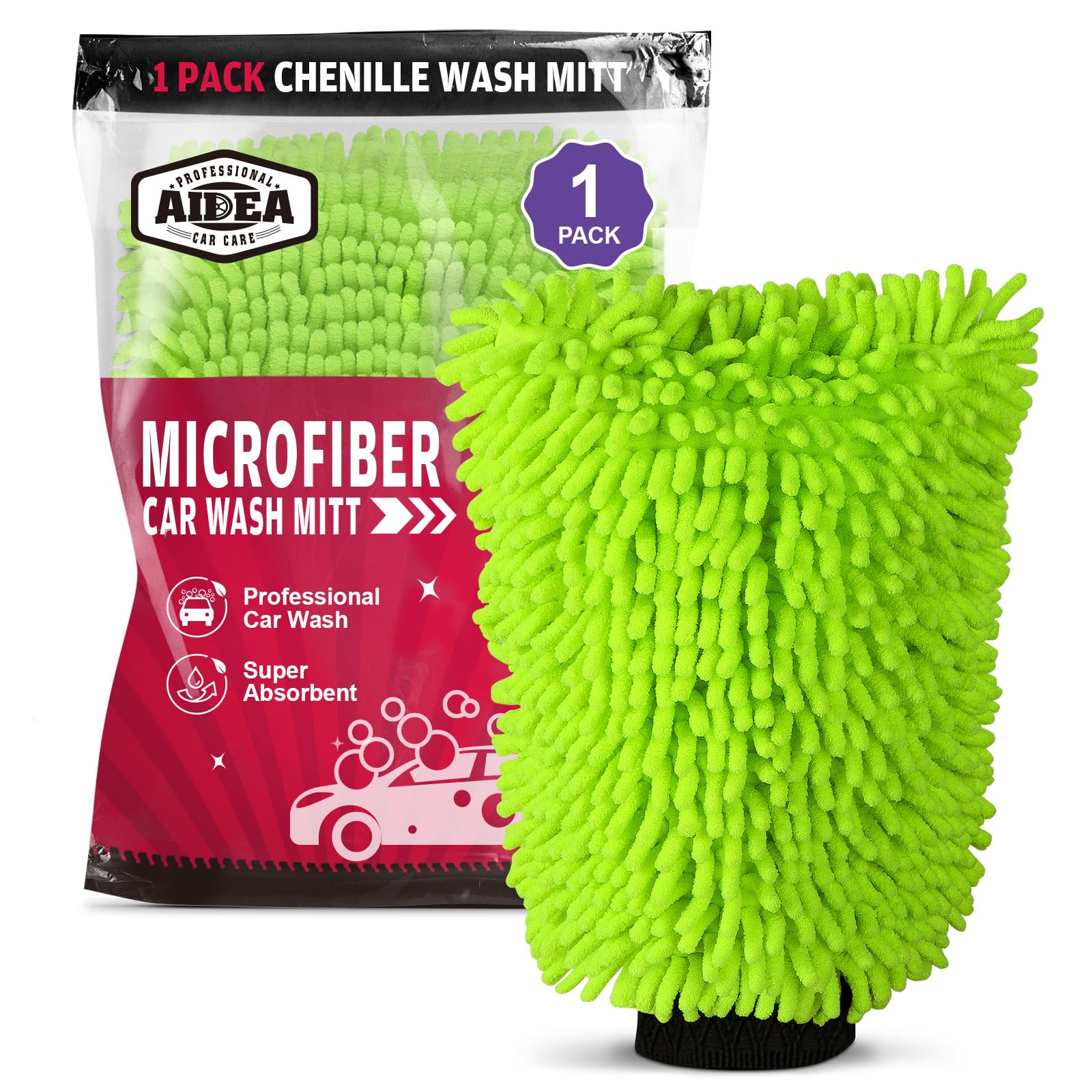 AIDEA  Premium Chenille Microfiber Mitt Car Wash Brush