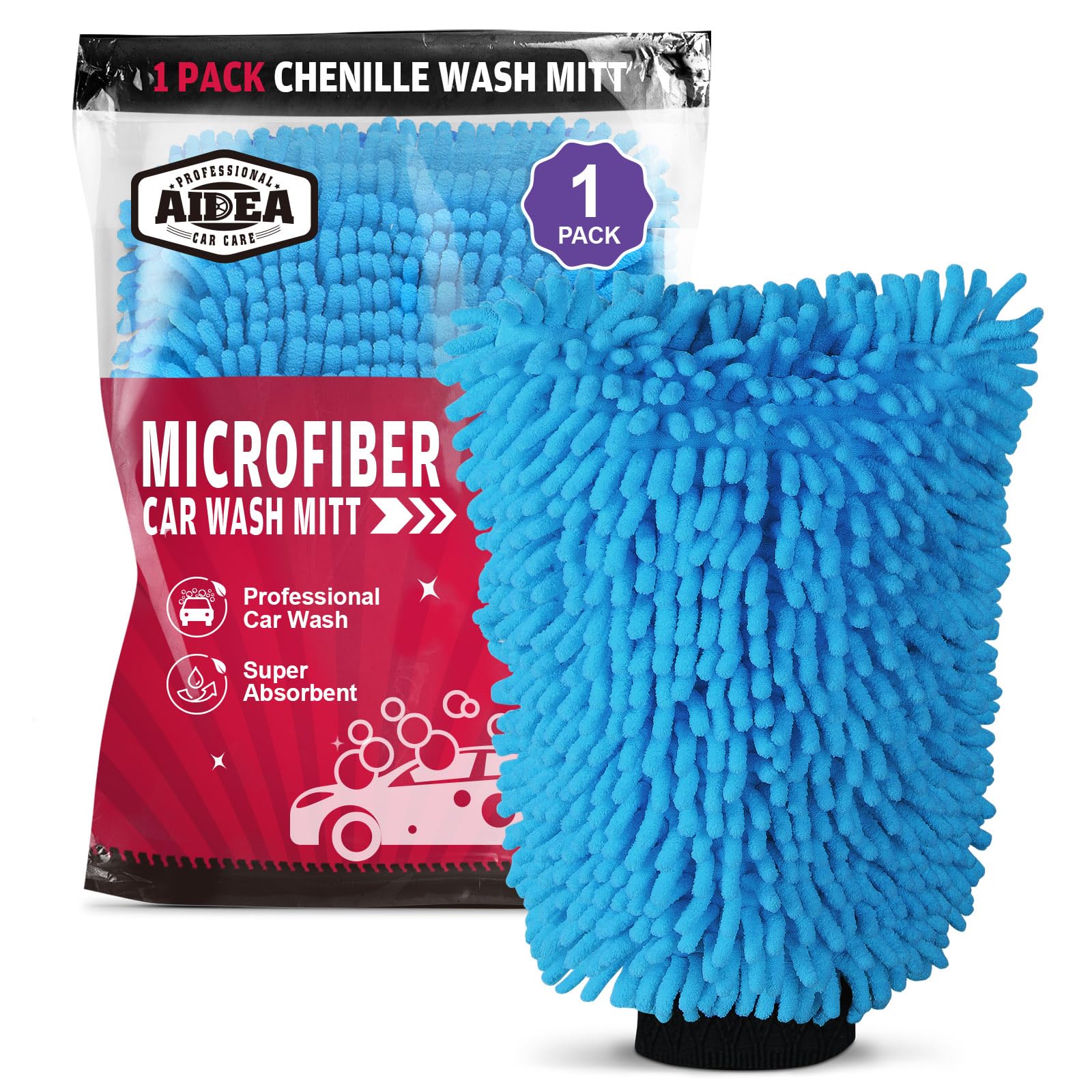 AIDEA  Premium Chenille Microfiber Mitt Car Wash Brush
