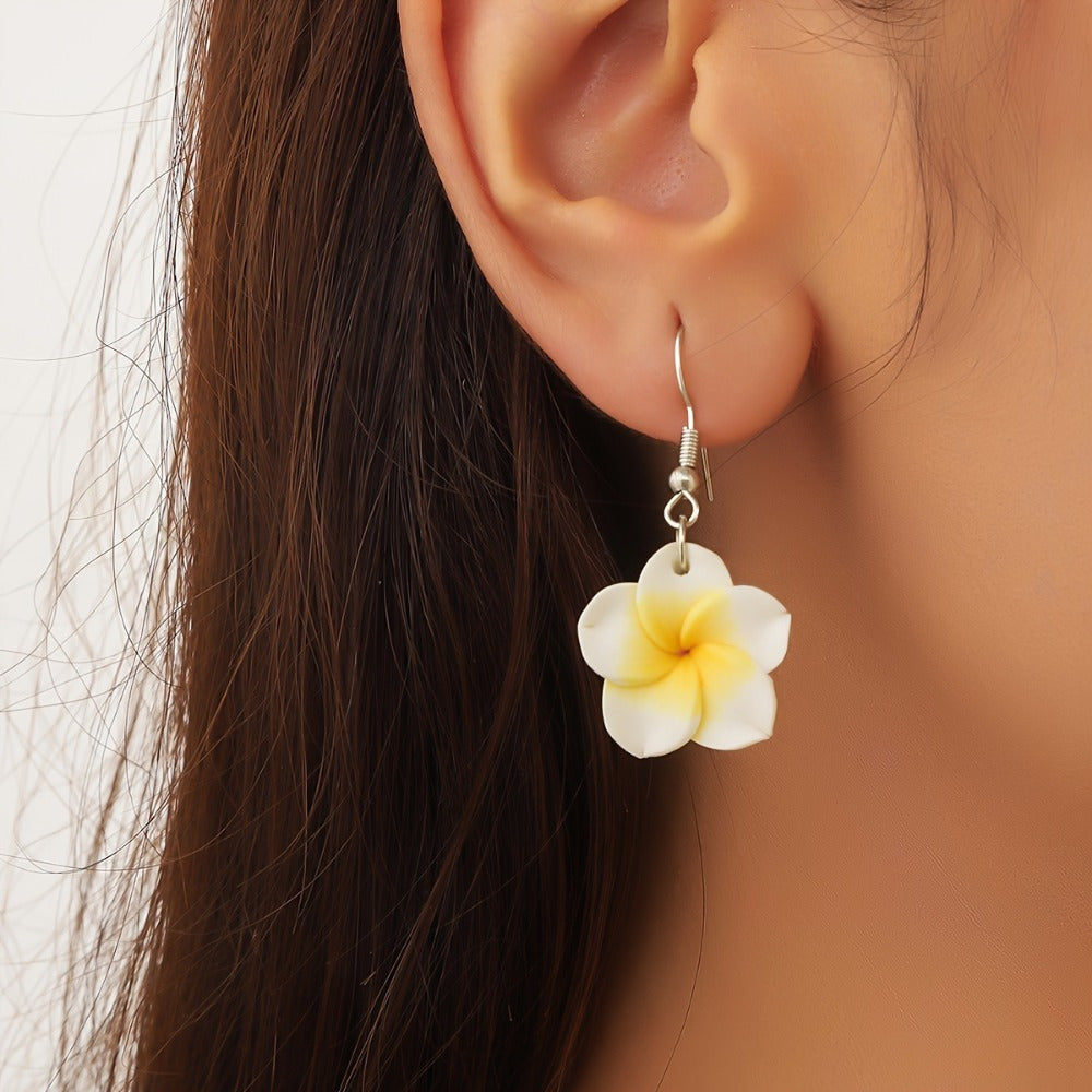 Polymer Clay 1Pair Flower Egg Flower Pendant Earrings