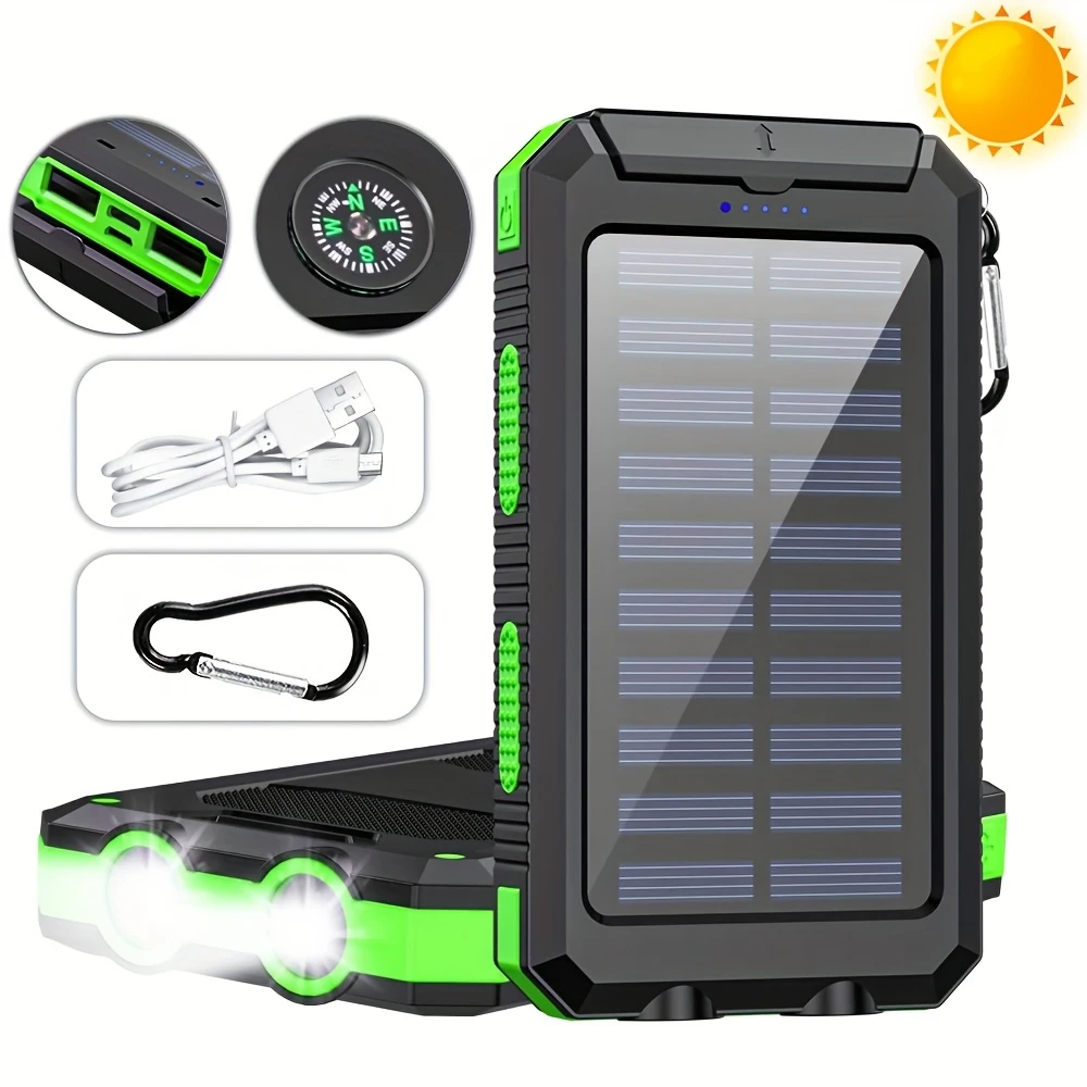 2025 Solar Mobile Power Bank Wireless Charger Built-in 4 Cables Six Outputs 15W Fast Charging