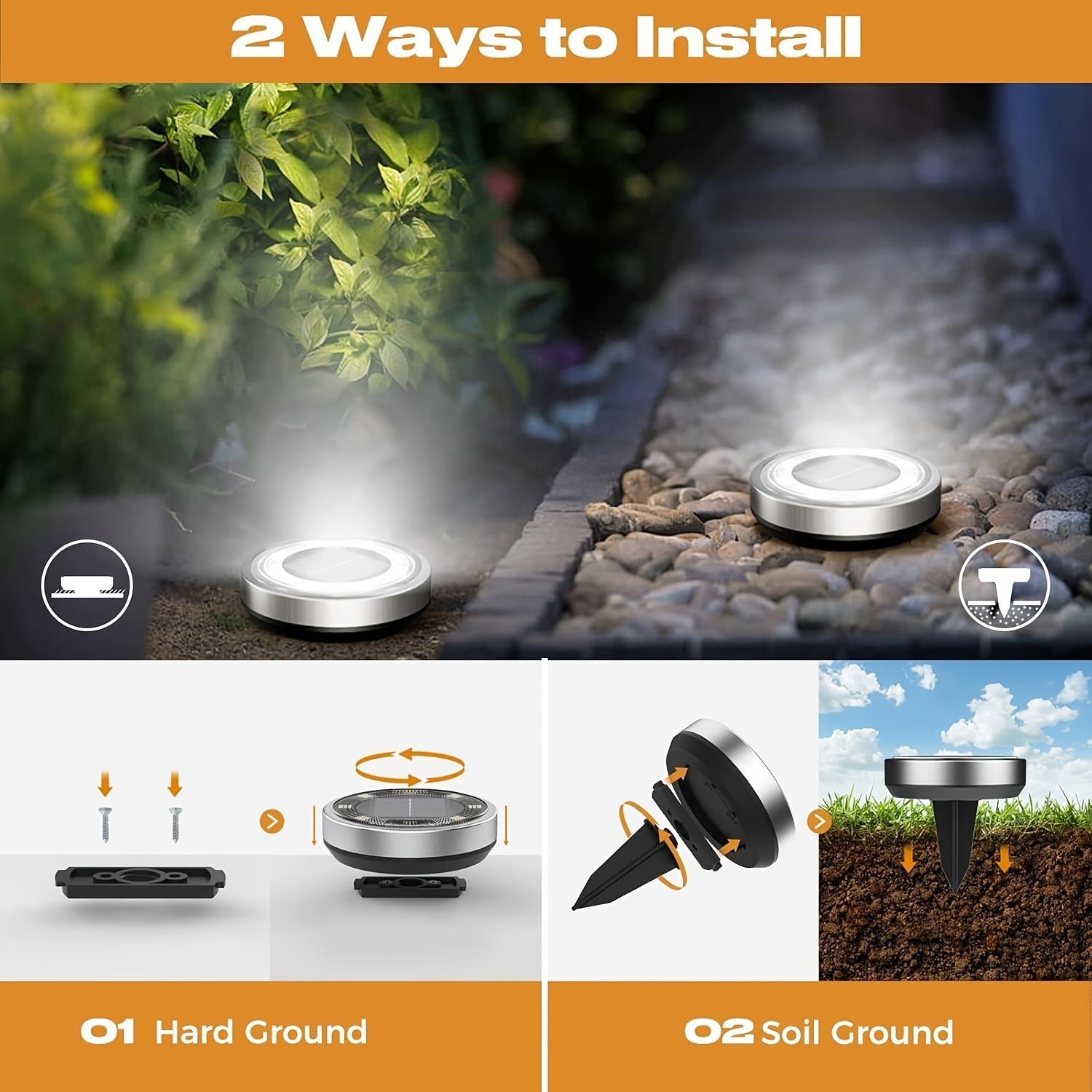 24pcs Set of LED Solar Floor Lights