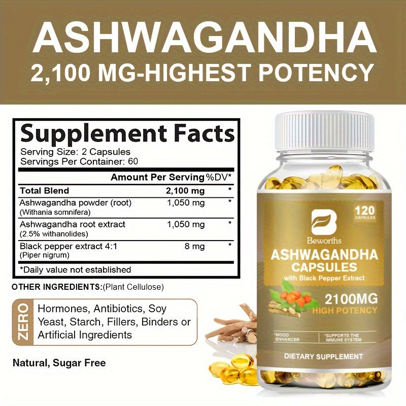 BEWORTHS Ashwagandha 1300mg Energy & Mood Support