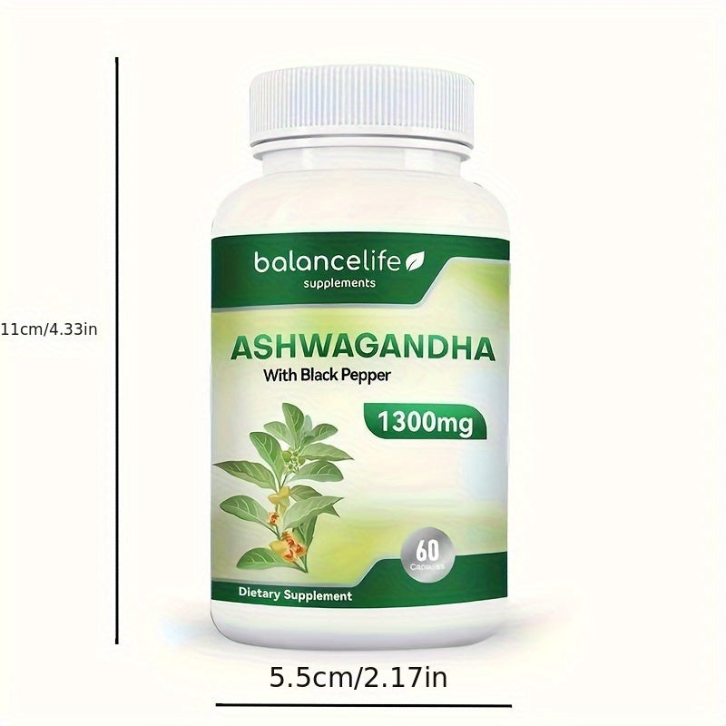 Ashwagandha 1300mg with Black Pepper for Stress Mood and Sleep